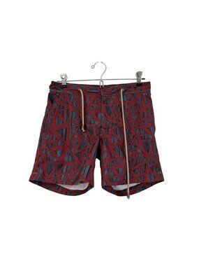 Thorsun Luxury Geometric Design Swim Trunks Mens 28 Red Blue Beach Board Shorts